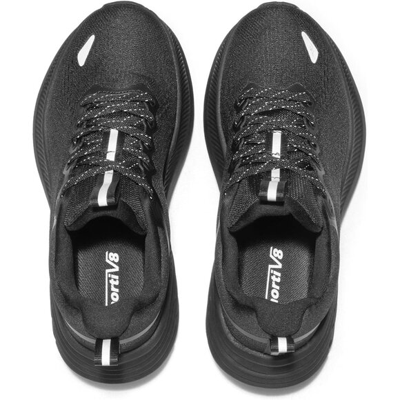 Nortiv 8 Women's All Black Walking Shoes Cushioned Non-Slip Breathable Sneakers - Picture 3 of 9